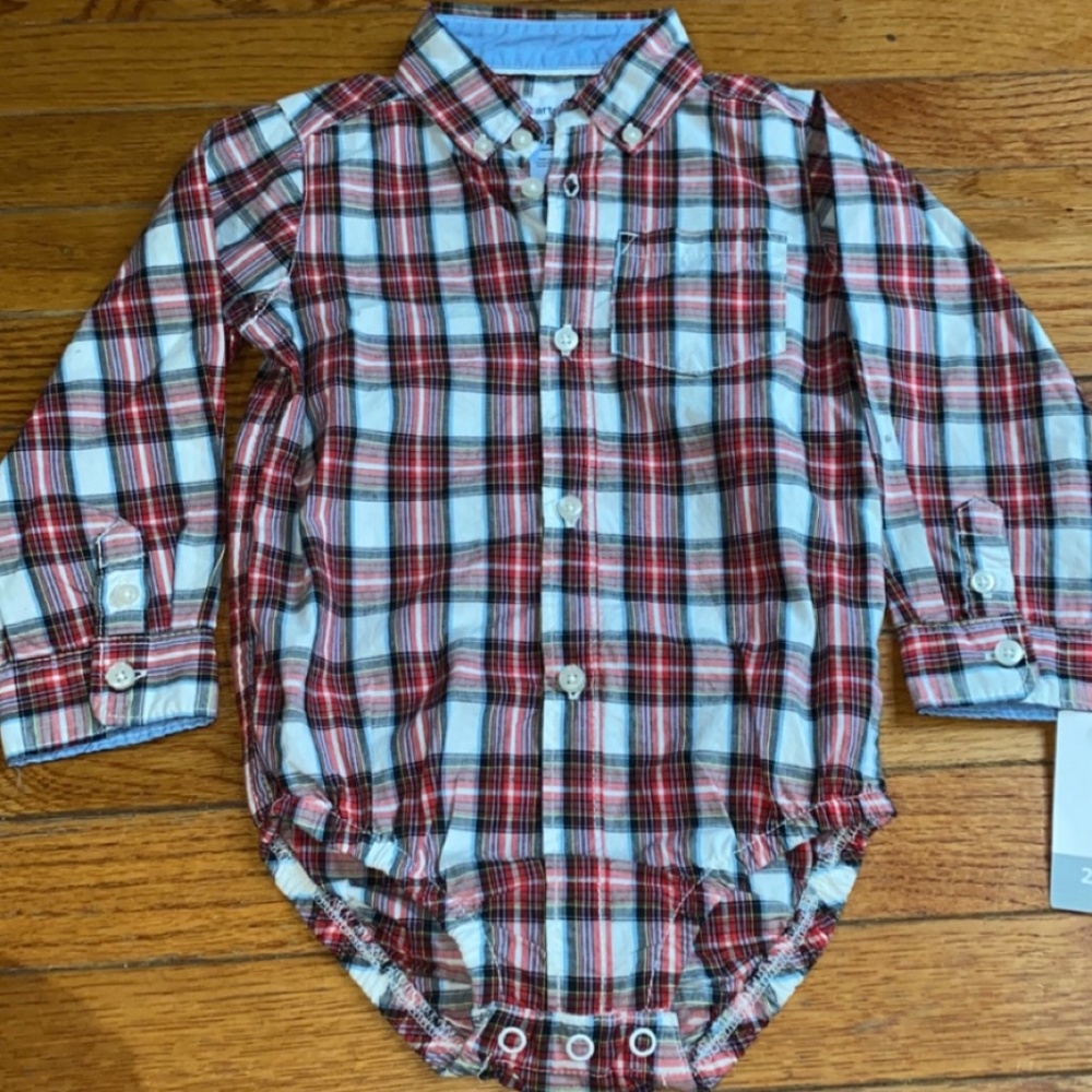 Boys red plaid button up